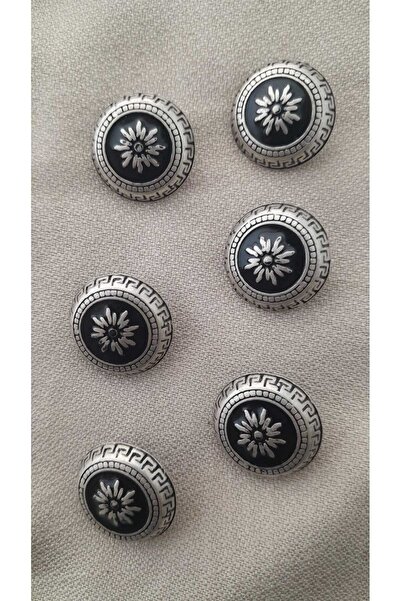 ILCARE Antique Silver Plated Mineli Metal Button 20 mm 6 Pieces
