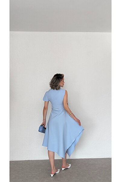 Nesil Asymmetrical Neck Midi Dress