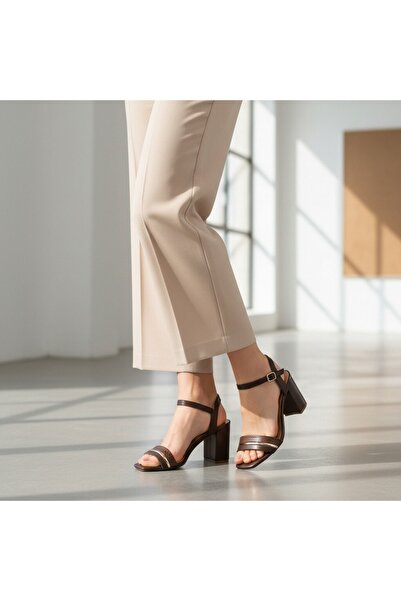 OEM Elegant women's heeled Sandals , minimalist design, made of eco- Leather ...