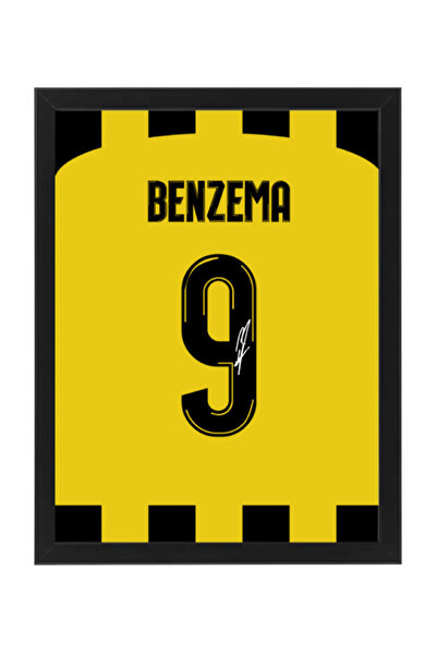 Boomah Accessories Karim Benzema Al-Ittihad Club Autographed Jersey Poster wi...
