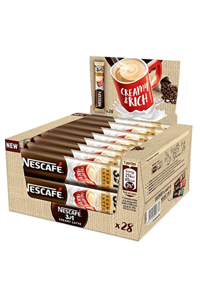Nescafe Cafea 3in1 Creamy Latte, 28 plicuri x 15g, cu lapte praf si zahar, 420g