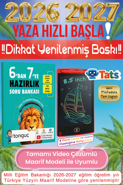 Tonguç Yayınları 6'dan 7'ye Hazırlık Tüm Dersler Soru Bankası Yaz Tatili Kita...