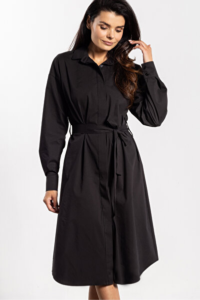 Awama Rochie camasa midi, A736, negru, nylon|spandex, M INTL