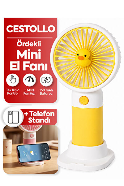 Cestello Ördek Figürlü Tasarım 3 Kademeli Sessiz Mini El Masa Fan Vantilatör ...