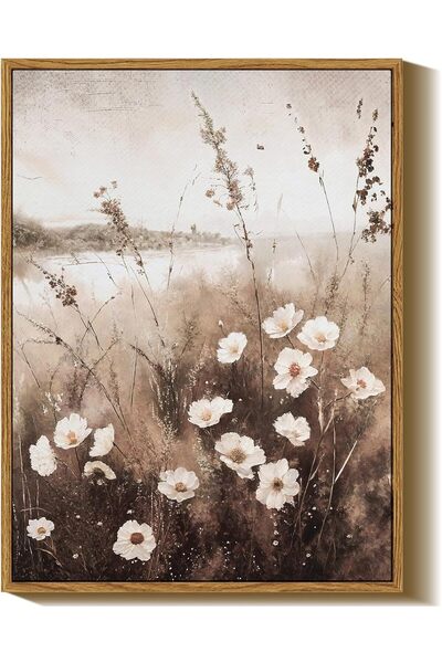 ALAYRA International Wildflower Meadow Landscape Wall Art with Outer Frame 30...