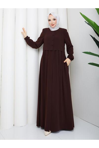 moda asmila ŞIK TASARIM CEPKENLİ FERACE RAHAT KALIP TERLETMEZ KUMAŞ PİLE DETAY