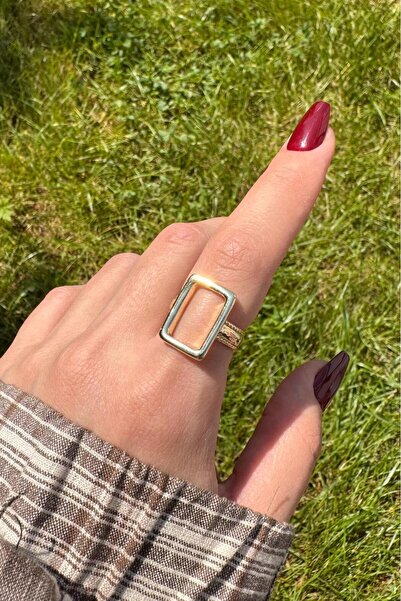 Leo'Stone Polished Series Geometric Frame Adjustable Women's Ring