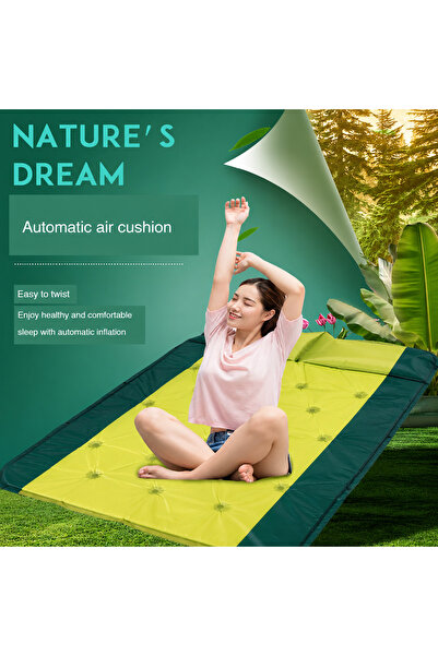 Outdoor Pro Saltea gonflabilă de exterior pentru camping și drumeții, pentru 2 persoane, cu pernă integrată și design compact 175 cm x 130 cm