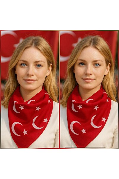 İSTANBULSTYLEMODA 2 bucăți steaguri turcești cu stea și lună roșie, din bumba...