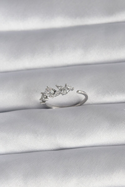 Generic Brand Brass Silver Color Zircon Stone Flower Model Women's Ring 5886 ...