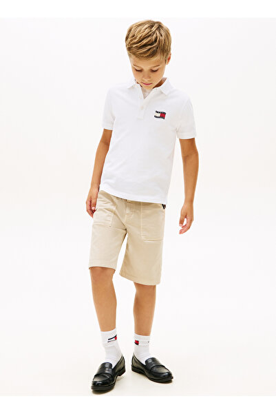 Tommy Hilfiger Beyaz Erkek Çocuk Nakışlı Polo T-Shirt KB0KB10227YBR