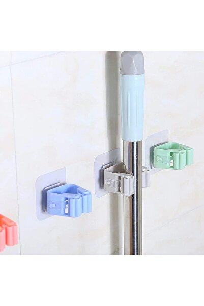 Spaceshoop 4Pcs Non Punch Adhesive Wall Mounted Mop Holder Storage Broom Hang...