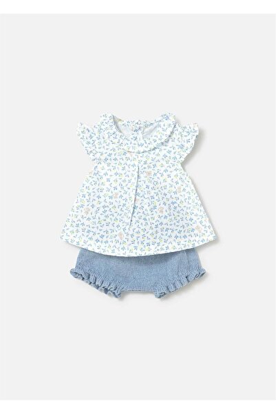 MAYORAL Baby Girl Ruffle Knitted Shorts Blouse Set Blue 1288