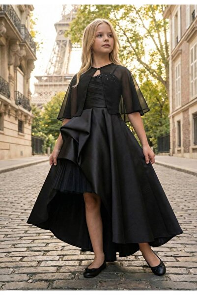 Pamina Li̇mi̇ Girl's Satin Soft Fabric Sports Evening Dress with Satin Bolero