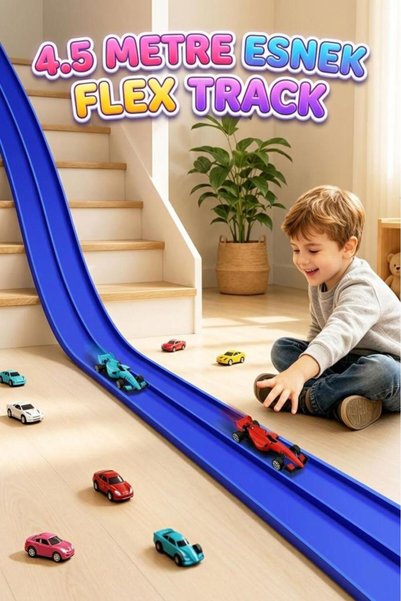 Tıfıl Toys 4.5 Metre Esnek Vantuzlu Taşınabilir 1:64 Ölçekli Arabalarla Uyuml...