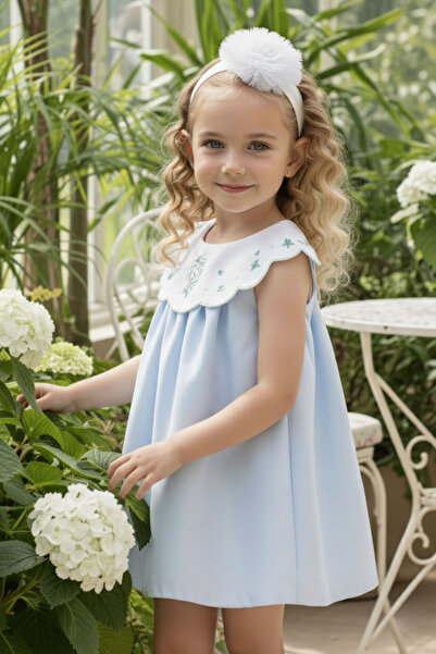 Alesayi_kids العيسائي للاطفال| فستان تركي مع ربطة رأس من 6 الى 24 شهر