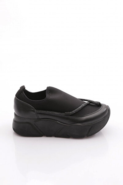 DGN M405 Pantofi sport de damă cu talpă groasă, cu detalii din șnur argintiu ...