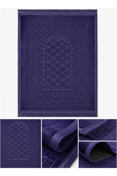 Tala Luxury Velvet Prayer Rug with Embossed Pattern |   Elegant Islamic Design |   Embroidered Edges |   Size 80×120 cm |   Soft and Comfortable Material for Prayer