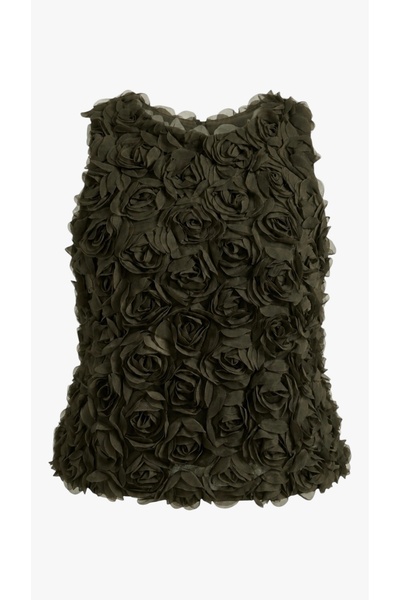 Ceren Öncel Atelier 3d Rose Premium Haki Bluz