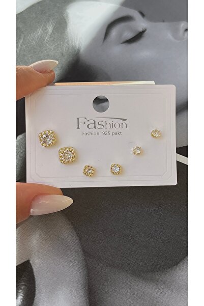 Twinssis Accessories طقم أقراط من حجر الزركون بتصميم بسيط