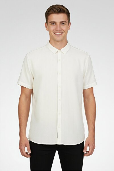 Ike Behar Men Regular Fit Textured Long Sleeve Casual Shirt, White