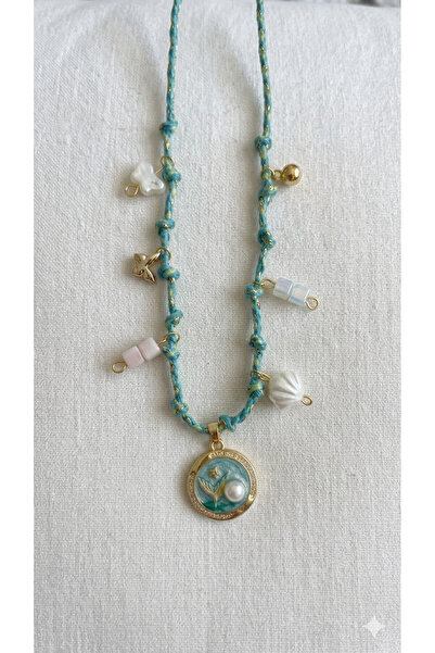 Goche Women's Turquoise Rope Braided Mermaid Figured Necklace - Charm Detaile...