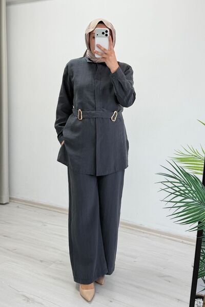 T Moda Store My Magazin Liyosel Kumaş Toka Detaylı Tesettür İkili Takım