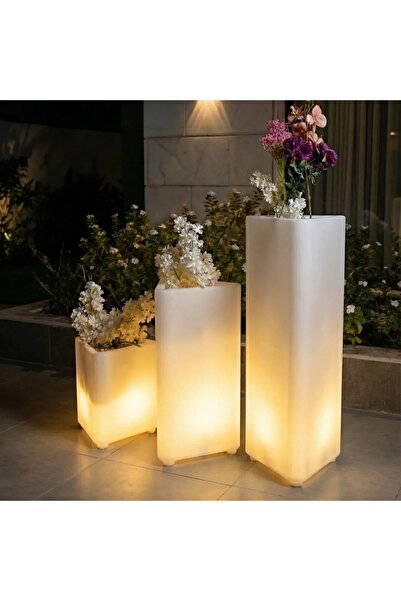 MYASEM STORE مجموعة أحواض نباتات مثلثة الشكل بإضاءة LED، 3 قطع، أحواض نباتات ...
