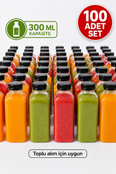 MEDUSHOP 100’lü 300 ML PET Smoothie Detoks Meyve Suyu Şişesi Doğum Günü Kafe ...