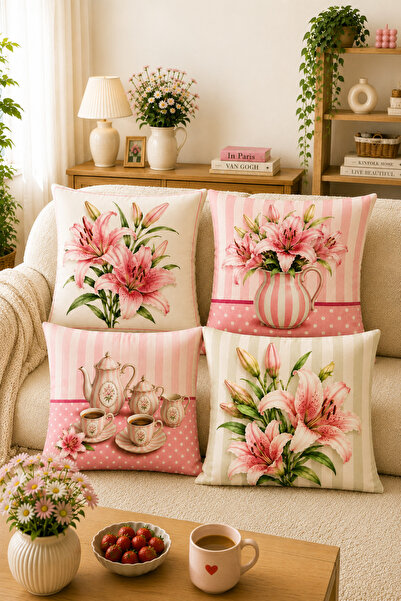AYSHOME Ays Home Premium Retro Home Garden Decor Set de 4 huse de pernă cu mo...