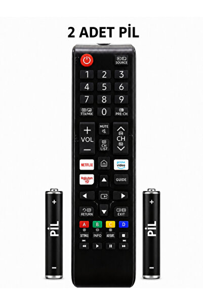 Samsung Uyumlu UE55RU7300UXTK Tv Kumanda-1.KALİTE-2 ADET PİL HEDİYELİ