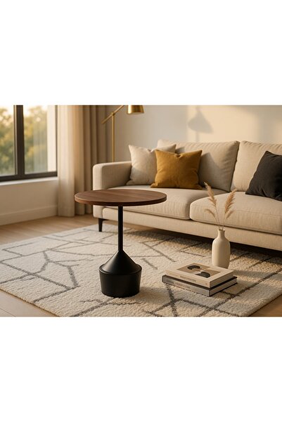 IconStore Wooden Single Service Table - 50X45 cm - Brown