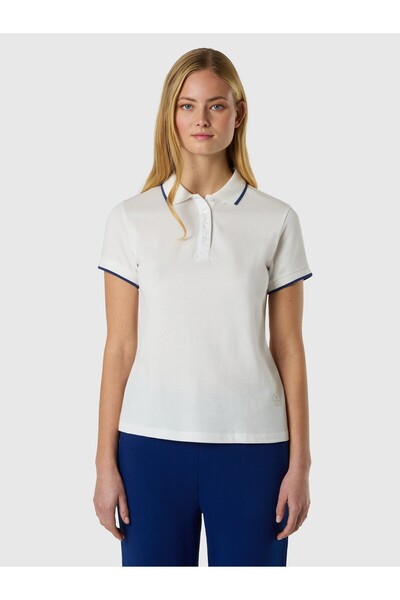 North Sails Slim Fit Kontrast Şerit Detaylı Pamuklu Kadın Polo Yaka Tişört