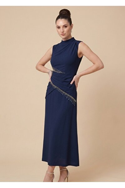 laween Crystal embroidered dress with a broken waist