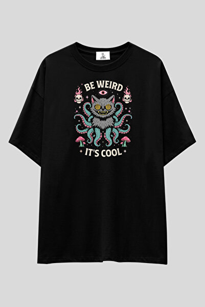 UmbraWear تي شيرت مطبوع عليه عبارة Be Weird It’s Cool Cat |   تي شيرت للجنسين...
