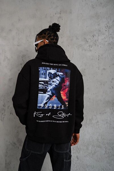 Generic Brand Men's 3 Thread Cotton Hooded Printed Oversize Sweatshirt Hoodie...