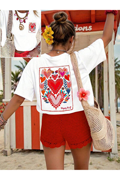 OVER HEAD Tricou oversize cu imprimeu inimă de vară pentru femei