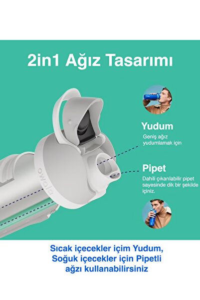 Starbucks Owala Pipetli Termos Özellikli Mavi Suluk Su Şişesi Limited Edition 710ml