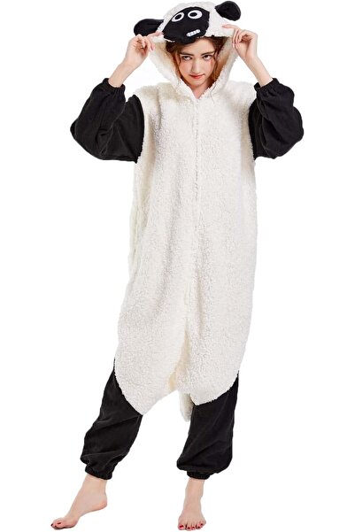 DarkCom Pijama unisex pentru adulți, salopetă Oaie cu nas negru, îmbrăcăminte...