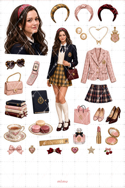 Mimu Art Studio Blair Waldorf Sticker Seti Preppy Okul Moda Temalı Dekoratif ...
