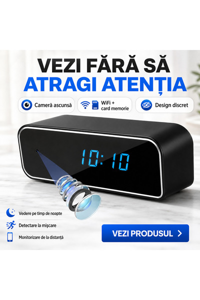 OEM Camera WI-FI ascunsa in ceas desteptator (RO-V02) (Black-CEASCAME-r2)