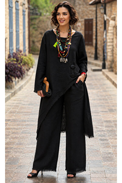 MENSAR OTANTİK Buckle-Strapped Linen Trouser Set