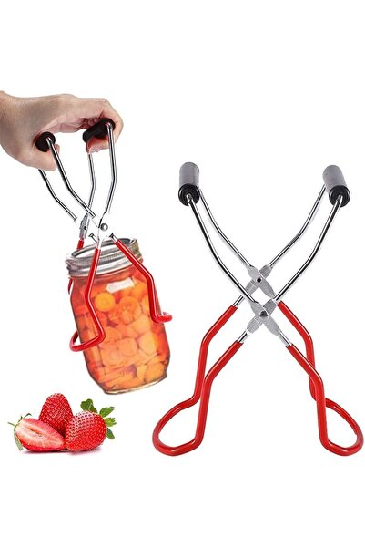 BPA Silk Route Canning Jar Lifter Tongs with Grip Handle, Red
