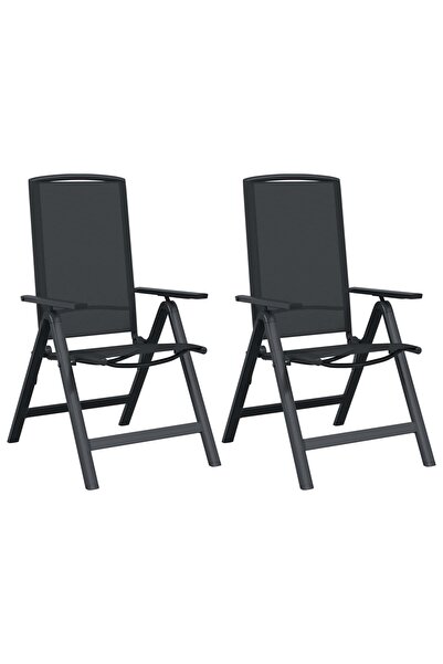 vidaxl Scaune de grădină rabatabile 2 pcs Negru 58 x 71 x 112 cm
