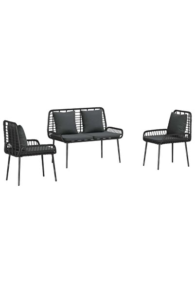 vidaxl Set de masă pentru grădină 3 pcs Negru și antracit poliratan