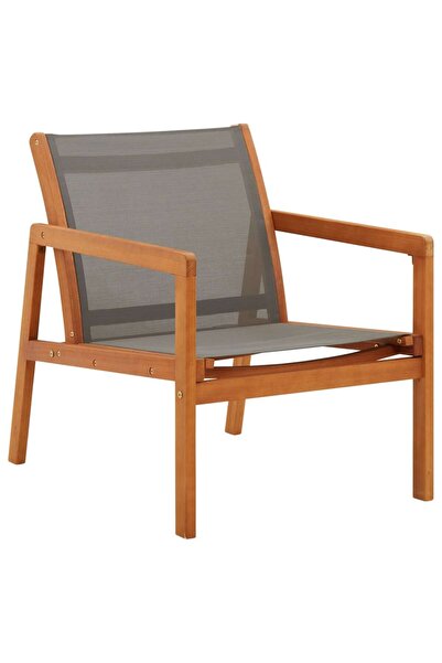 vidaxl Garden lounger, grey, solid eucalyptus wood and textilene