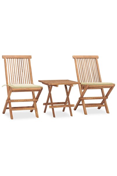 vidaxl Set mobilier exterior pliabil cu perne, 3 piese, lemn masiv tec