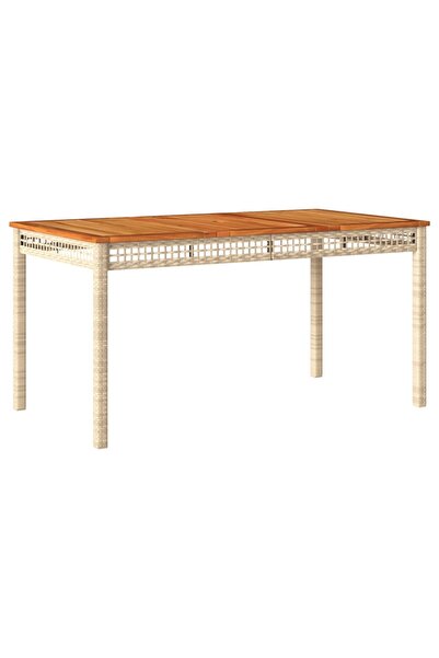 vidaxl Masă de grădină, bej, 140x80x75 cm, poliratan și lemn acacia
