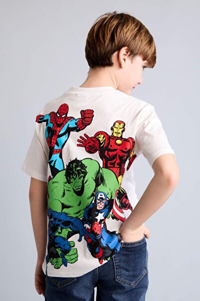 DeFacto Marvel Comics Στάμπα στην πλάτη Νέα Κανονική Εφαρμογή Κοντομάνικο Εκρ...