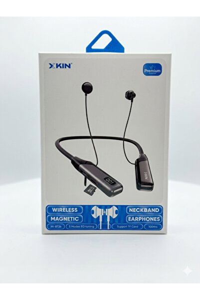 Bahzer ticaret KIN Kablosuz Neckband Bluetooth Kulaklık 100 Saat Siyah